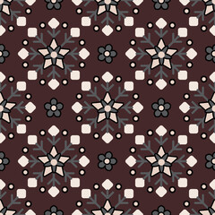 Seamless floral pattern collection featuring abstract botanical flowers and organic flowing shapes. Decorative repeating design with a modern vintage color palette, suitable for textile, fabric