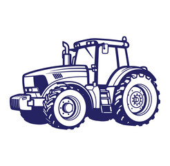 Obraz premium Illustrated navy blue tractor vector isolated on white background for agriculture and farming