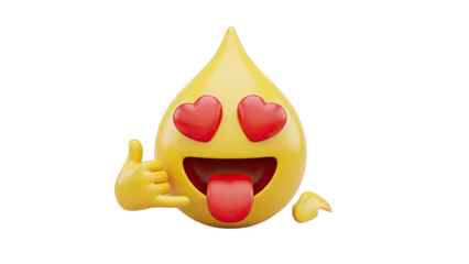 Emoji with heart eyes, tongue out, and call me gesture