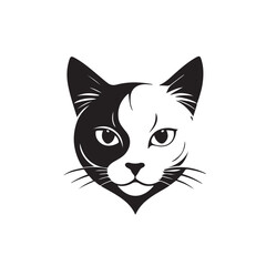 Minimalist black cat head logo vector. Bold monochrome feline icon perfect for pet shop branding, animal logo, tattoo art, mascot, social media identity, and modern visual design. Clean scalable 