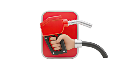 Hand Holding Red Gas Pump Nozzle Icon