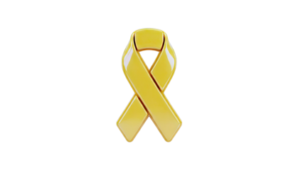 3D Yellow Awareness Ribbon on White Background