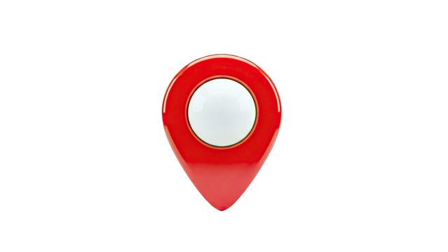 Red and white 3D map pin icon - Powered by Adobe