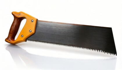 Hand Saw with Wooden Handle Closeup.