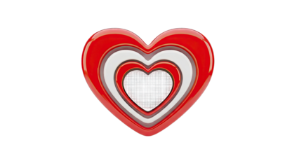 Concentric Red and White Hearts with Grid Texture
