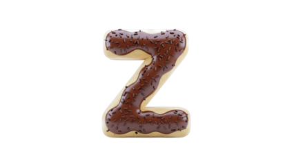 Donut shaped letter Z with chocolate frosting and sprinkles
