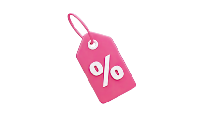 Pink Discount Tag with Percentage Symbol