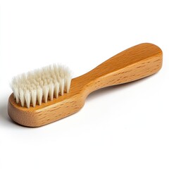 Brushing action with a wooden hair brush home product photography studio close-up hair care essentials