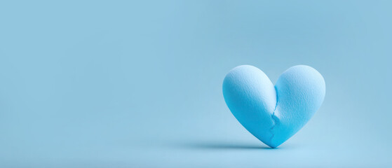 Heart Broken Symbols in Textured material on Blue Background, represent Anti Valentine, Breakup , disappointed, broke up Concept