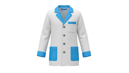 White lab coat with blue accents