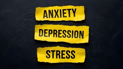 Anxiety, Depression and Stress Mental Health Concept &ndash; Psychological Disorder Awareness Background