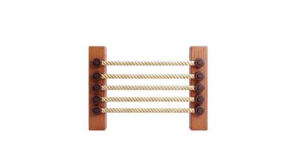 Wooden structure with five horizontal ropes