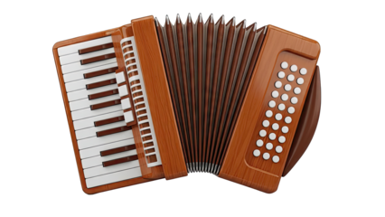 Wooden Accordion with White Keys and Buttons