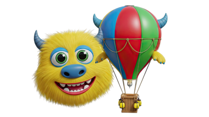 Fluffy Yellow Monster and Hot Air Balloon