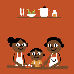 Family Cooking Together in Warm Kitchen