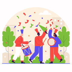 New Year Street Parade with Marching Bands