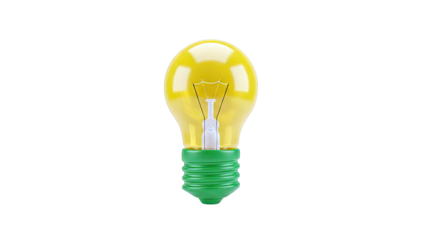Yellow Incandescent Light Bulb with Green Base