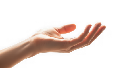 Open hand with fingers extended isolated on transparent background