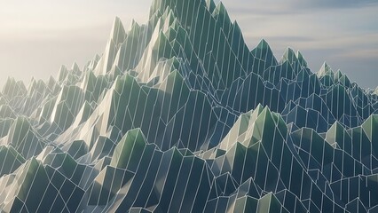 Futuristic mountain range with polygonal lines.