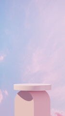 Minimal Pastel Product Podium with Soft Sky Gradient &ndash; Abstract 3D Background Series