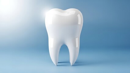 Healthy White Tooth on Blue Background.