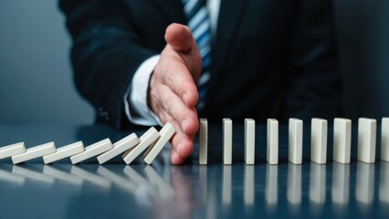 Domino Effect Chain Reaction and Stop Concept