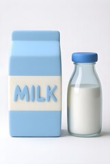 bottle milk 3d rendering isolated on white background cartoon plastic style icon