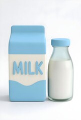 bottle milk 3d rendering isolated on white background cartoon plastic style icon