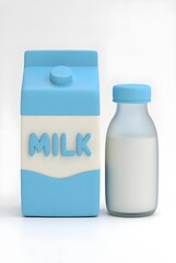 bottle milk 3d rendering isolated on white background cartoon plastic style icon
