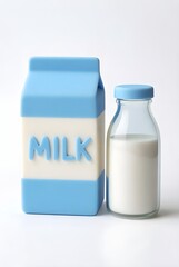 bottle milk 3d rendering isolated on white background cartoon plastic style icon