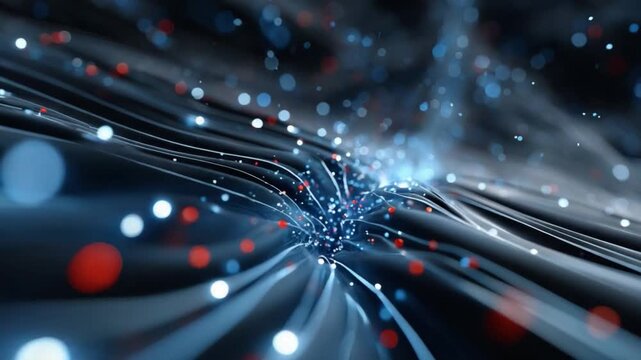 Digital Flow of Information: An abstract visual, where data streams are visualized through a mesmerizing interplay of light and particles, symbolizing the flow of information in a digital world.