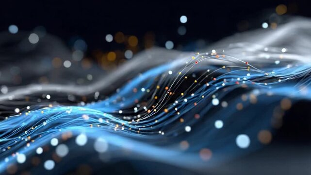Abstract Digital Network: An artistic depiction of interconnected data streams, showcasing the intricate web of digital information in a dynamic and visually compelling manner.