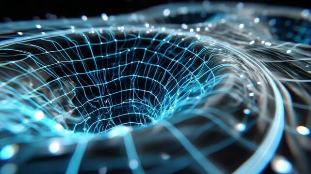 Intricate Digital Network: A mesmerizing visualization of an abstract, futuristic network composed of luminous, interconnected lines and nodes, representing the complexities of digital connectivity.