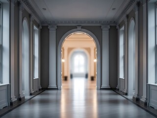 Obraz premium Elegant hall with arches and bright background in a classic building