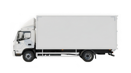 White delivery truck on isolated transparent background