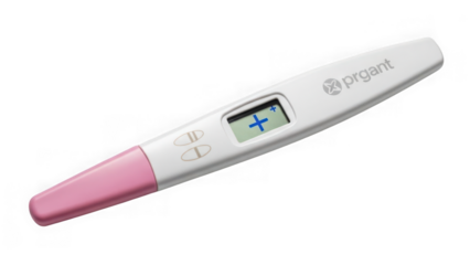Pregnancy test with positive result isolated on transparent background