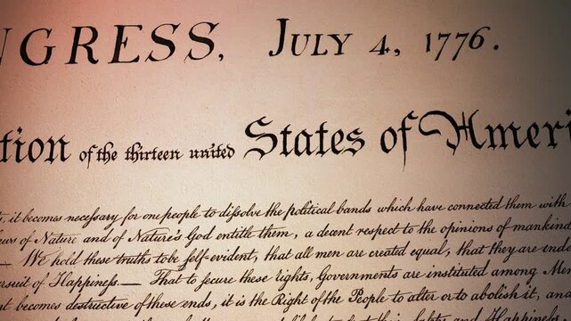 Historic USA Declaration - 4K Close Up Pan - I - Cinematic Ultra HD 3D realistic animation with candle flame light reflection effect