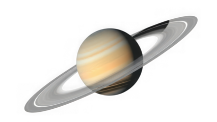 Saturn planet with rings on transparent background isolated on white