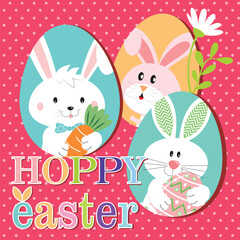 Happy easter with bunny and eggs