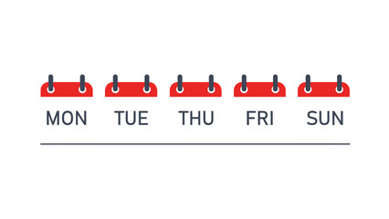 Days of the week calendar icons on white background