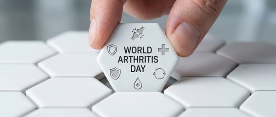World Arthritis Day: Conceptual Image with Hand Placing Key Puzzle Piece