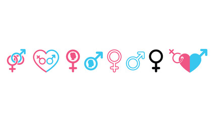 Diverse gender symbols in colorful modern design