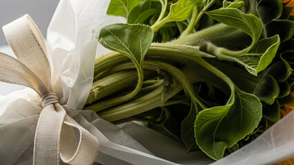 Freshly Wrapped Bunch of Greenery and Yellow Blooms Nature s Gift