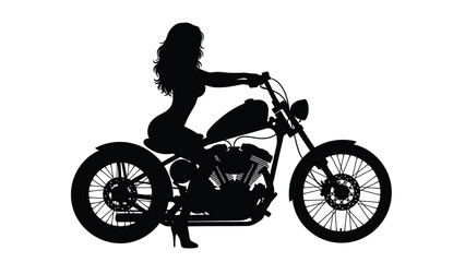 Silhouette of woman riding motorcycle with style and freedom
