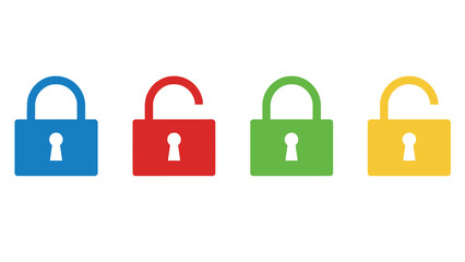 Colorful padlock icons in blue red green yellow
