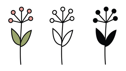 Minimalist flower icons in various colors and styles