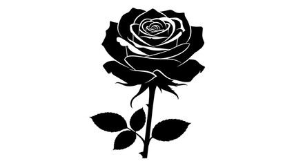 Black rose silhouette elegant floral vector illustration