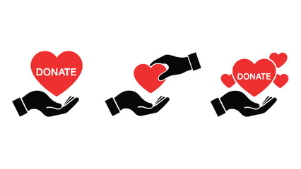 Donate heart hands giving charity symbols