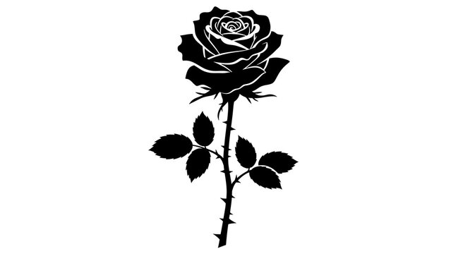 Black rose silhouette on white background vector - Powered by Adobe