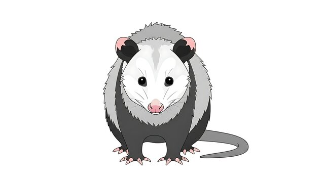 Cartoon opossum illustration on white background
